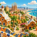 Barcellona: cosa vedere in tre giorni, itinerario per quartieri Illustrazione regionale di Spagna — AI generated